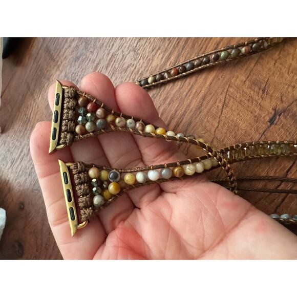 Beaded Apple Watch Bracelet Neutral Colors no watch - Picture 3 of 8